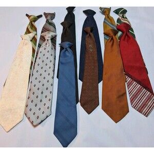 LOT OF  13 Vintage Funky Mod Retro MID CENTURY MIX Clip On Ties Various Brands